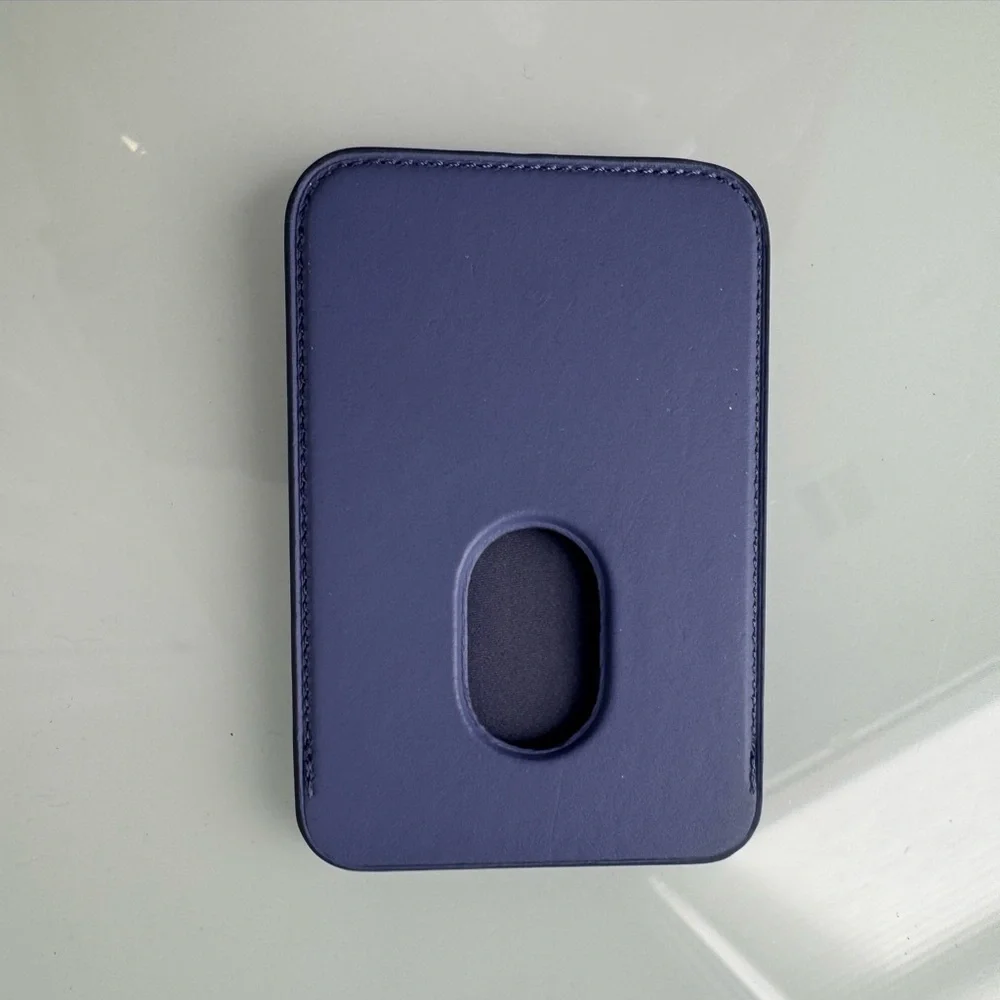 Apple Purple Lavender Genuine Leather Card Holder Slim Minimalist Wallet Sleeve